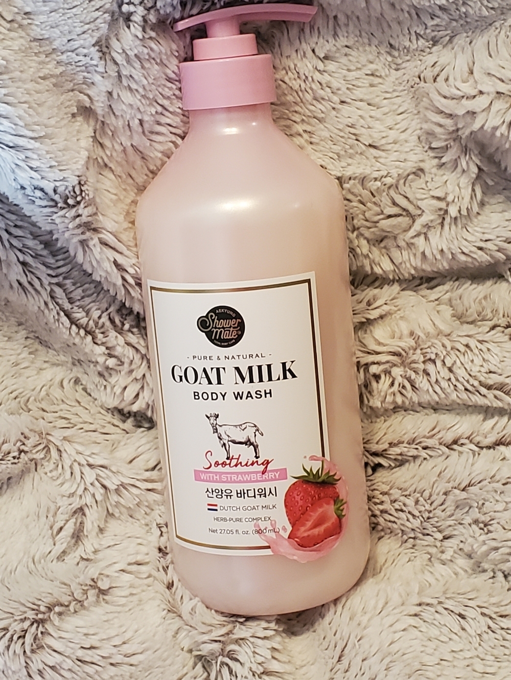 Shower Mate Korean Dutch Goat Milk with STRAWBERRY Body Wash NOURISHING 27.05 oz - Picture 3 of 6